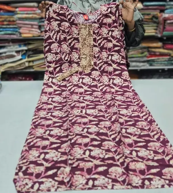 Premium Liva Certified Rayon Embroidery Straight Kurti with Side Cut | SD34